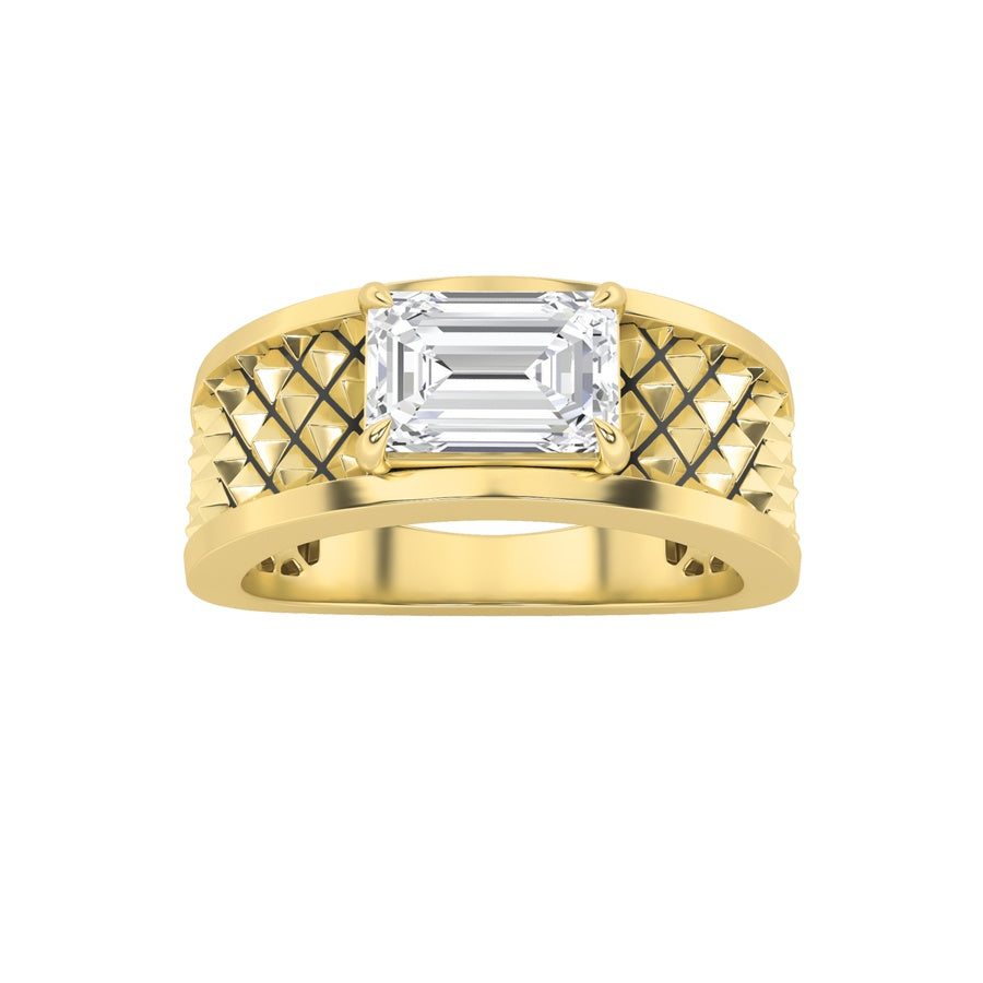 2CTW Radiant Shaped Lab Grown Diamond (G/VS) Ring in Silver|18K Yellow Gold