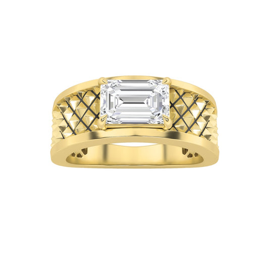 2CTW Radiant Shaped Lab Grown Diamond (G/VS) Ring in Silver|18K Yellow Gold