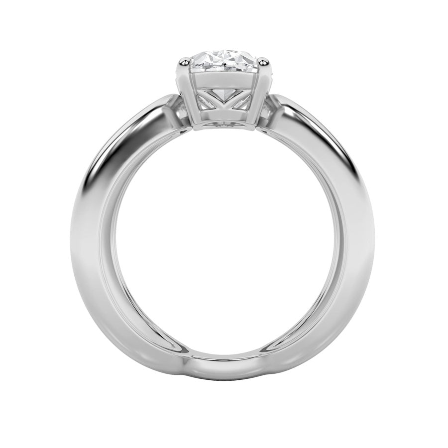 2CTW Oval Shaped Lab Grown Diamond (F/VS) Criss Cross Fancy Solitaire Ring in 14K Gold