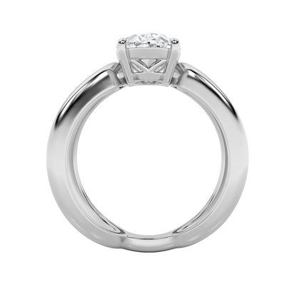2CTW Oval Shaped Lab Grown Diamond (F/VS) Criss Cross Fancy Solitaire Ring in 14K Gold