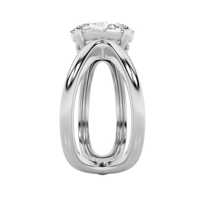 2CTW Oval Shaped Lab Grown Diamond (F/VS) Criss Cross Fancy Solitaire Ring in 14K Gold