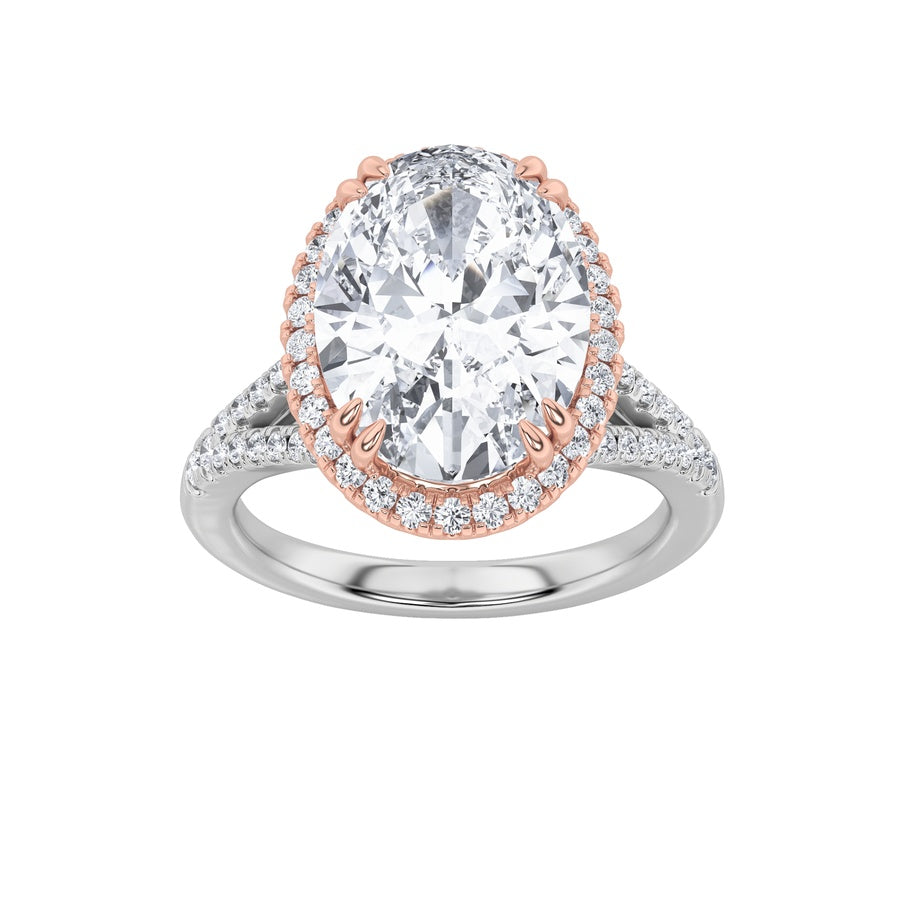 4.5CTW Oval Shaped Lab Grown Diamond (F/VS) Bold Accented Statement Engagement Ring in 14K Gold