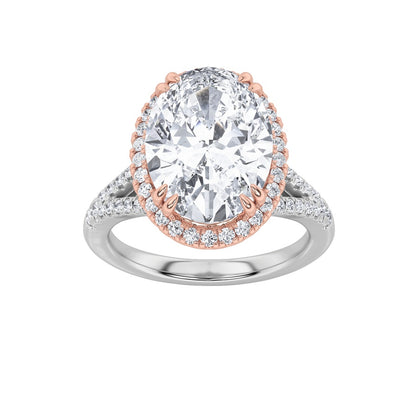 4.5CTW Oval Shaped Lab Grown Diamond (F/VS) Bold Accented Statement Engagement Ring in 14K Gold