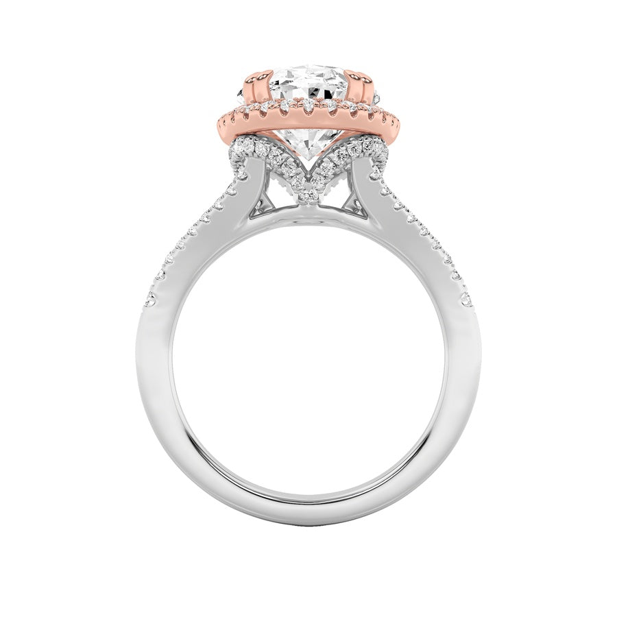 4.5CTW Oval Shaped Lab Grown Diamond (F/VS) Bold Accented Statement Engagement Ring in 14K Gold