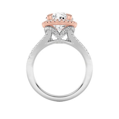 4.5CTW Oval Shaped Lab Grown Diamond (F/VS) Bold Accented Statement Engagement Ring in 14K Gold