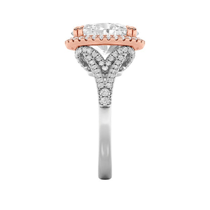 4.5CTW Oval Shaped Lab Grown Diamond (F/VS) Bold Accented Statement Engagement Ring in 14K Gold