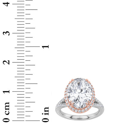 4.5CTW Oval Shaped Lab Grown Diamond (F/VS) Bold Accented Statement Engagement Ring in 14K Gold