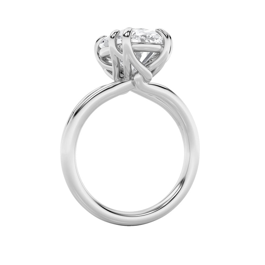 5CTW Oval Shaped Lab Grown Diamond (F/VS) Bold Split Shank Solitaire Engagement Ring in 14K Gold