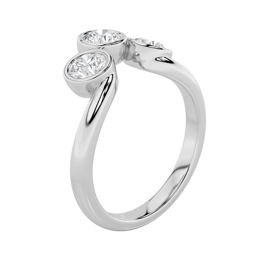 1CTW Round Shaped Lab Grown Diamond (F/VS) Three Stone Ring in 14K Gold