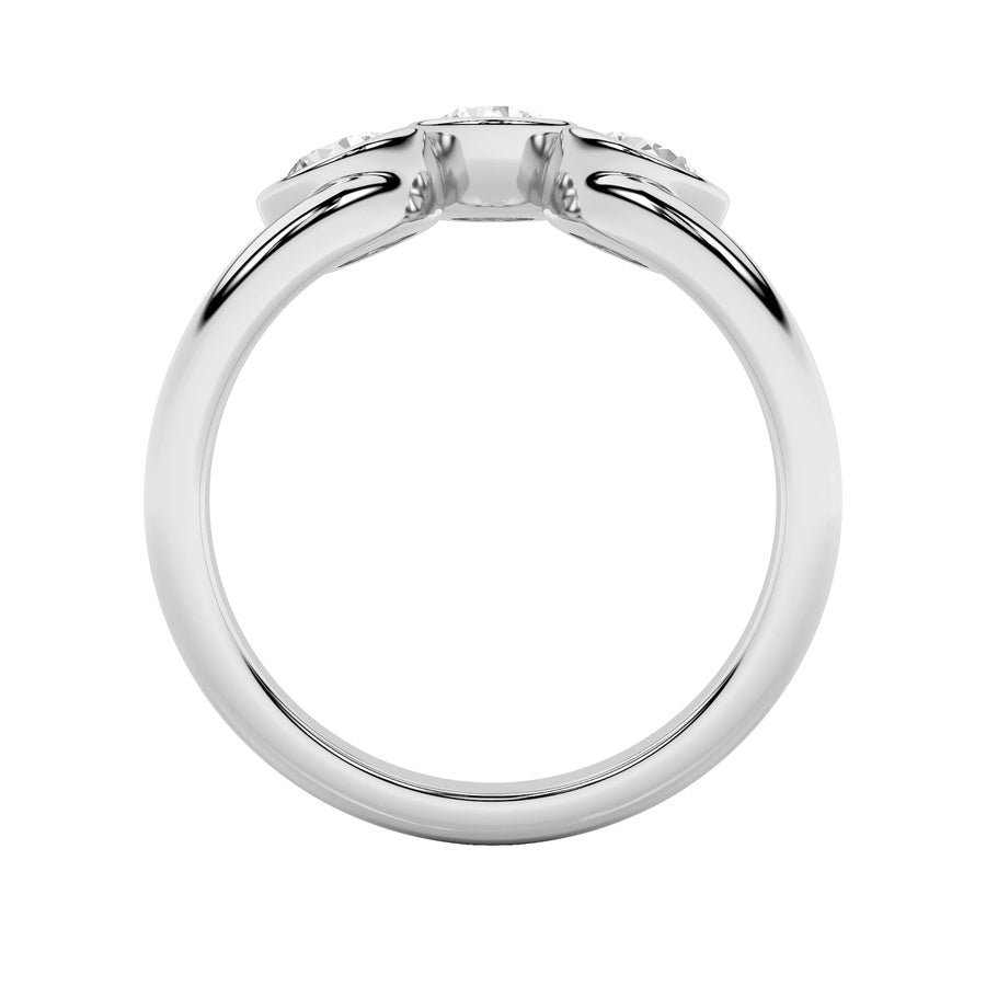 1CTW Round Shaped Lab Grown Diamond (F/VS) Three Stone Ring in 14K Gold