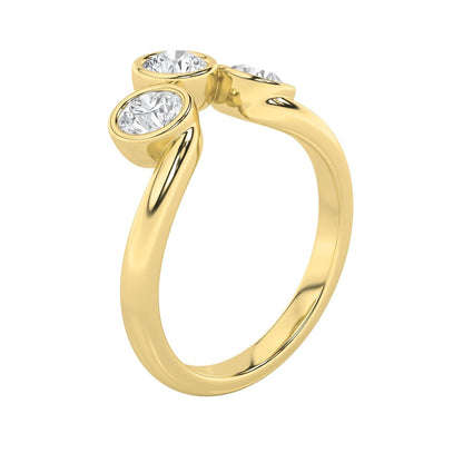 1CTW Round Shaped Lab Grown Diamond (F/VS) Three Stone Ring in 14K Gold