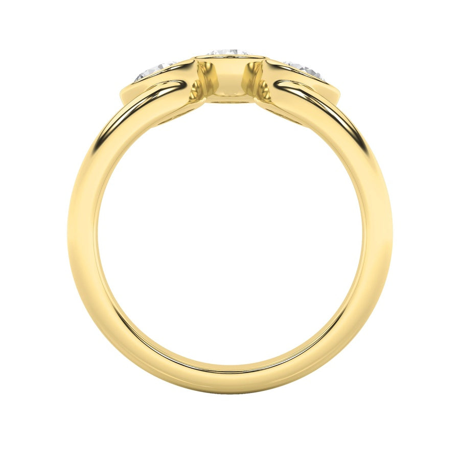 1CTW Round Shaped Lab Grown Diamond (F/VS) Three Stone Ring in 14K Gold