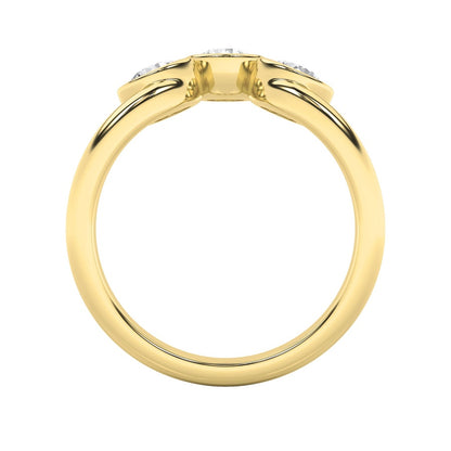 1CTW Round Shaped Lab Grown Diamond (F/VS) Three Stone Ring in 14K Gold