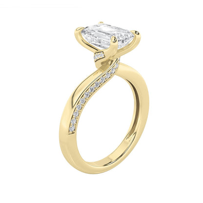 2.5CTW Emerald Shaped Lab Grown Diamond (G/VS) Accented Engagement Ring in 14K Gold