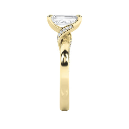 2.5CTW Emerald Shaped Lab Grown Diamond (G/VS) Accented Engagement Ring in 14K Gold