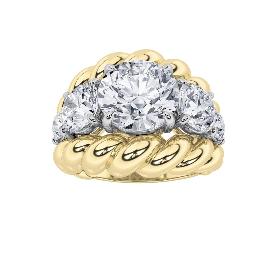 5.5CTW Round Shaped Lab Grown Diamond (F/VS) Five Stone Ring in 14K Gold