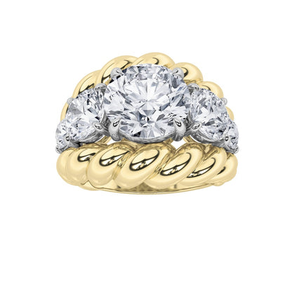 5.5CTW Round Shaped Lab Grown Diamond (F/VS) Five Stone Ring in 14K Gold