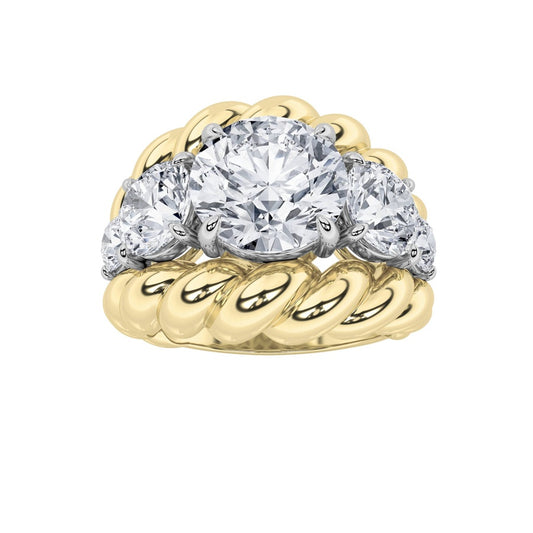 5.5CTW Round Shaped Lab Grown Diamond (F/VS) Five Stone Ring in 14K Gold