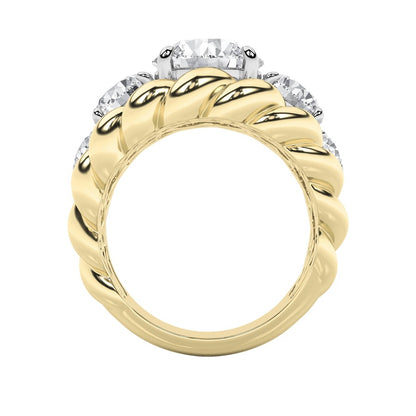 5.5CTW Round Shaped Lab Grown Diamond (F/VS) Five Stone Ring in 14K Gold