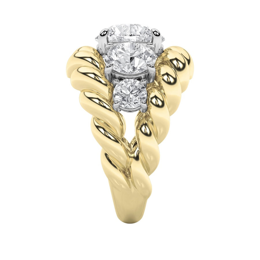 5.5CTW Round Shaped Lab Grown Diamond (F/VS) Five Stone Ring in 14K Gold