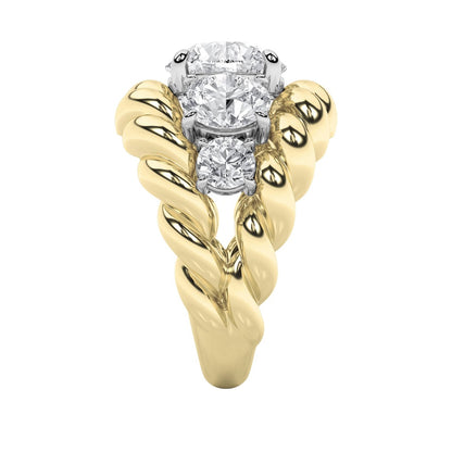 5.5CTW Round Shaped Lab Grown Diamond (F/VS) Five Stone Ring in 14K Gold