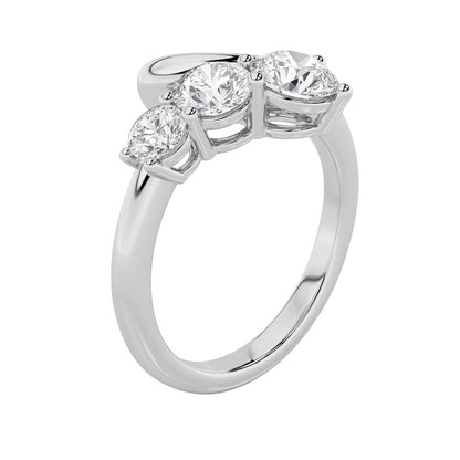 1.5CTW Round Shaped Lab Grown Diamond (F/VS) Three Stone Ring in 14K Gold