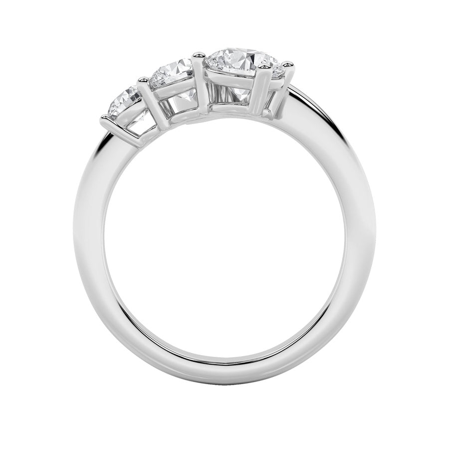 1.5CTW Round Shaped Lab Grown Diamond (F/VS) Three Stone Ring in 14K Gold