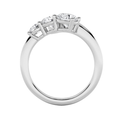 1.5CTW Round Shaped Lab Grown Diamond (F/VS) Three Stone Ring in 14K Gold