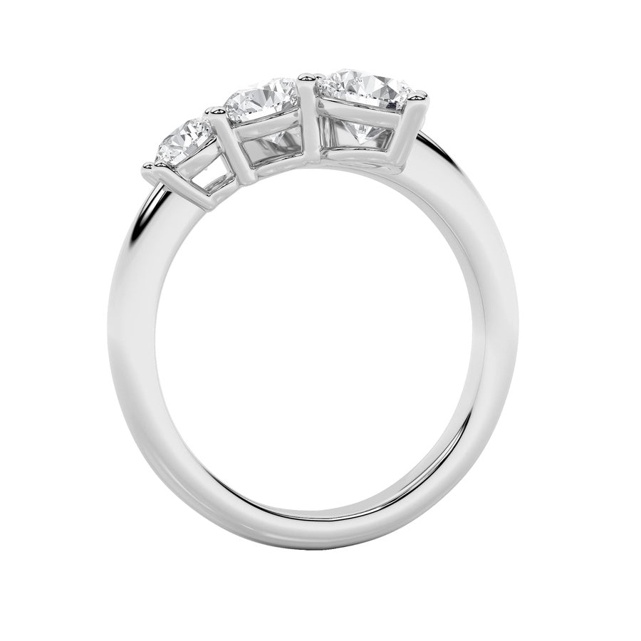 1.5CTW Round Shaped Lab Grown Diamond (F/VS) Three Stone Ring in 14K Gold