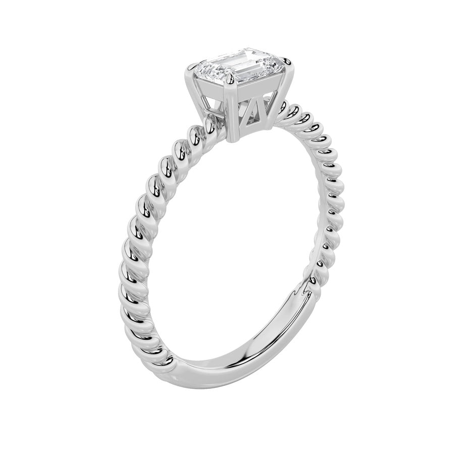 0.5CTW Emerald Shaped Lab Grown Diamond (F/VS) Petite Solitaire Engagement RING in 14K Gold