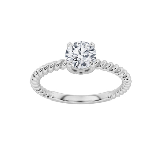 0.5CTW Round Shaped Lab Grown Diamond (F/VS) Solitaire Engagement Ring in 14K Gold