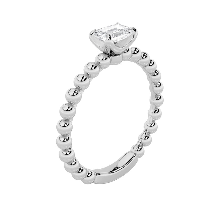 0.5CTW Emerald Shaped Lab Grown Diamond (F/VS) Petite Solitaire Engagement Ring in 14K Gold