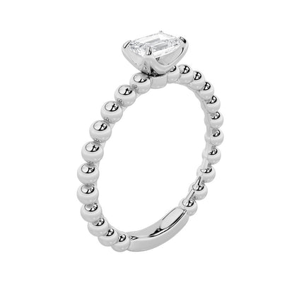0.5CTW Emerald Shaped Lab Grown Diamond (F/VS) Petite Solitaire Engagement Ring in 14K Gold