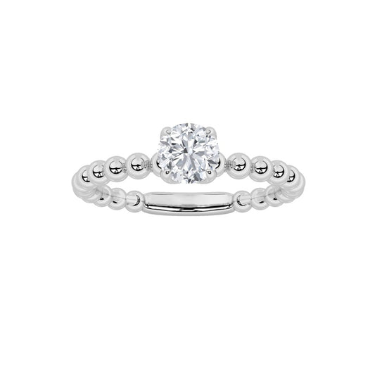 0.5CTW Round Shaped Lab Grown Diamond (F/VS) Petite Solitaire Engagement Ring in 14K Gold
