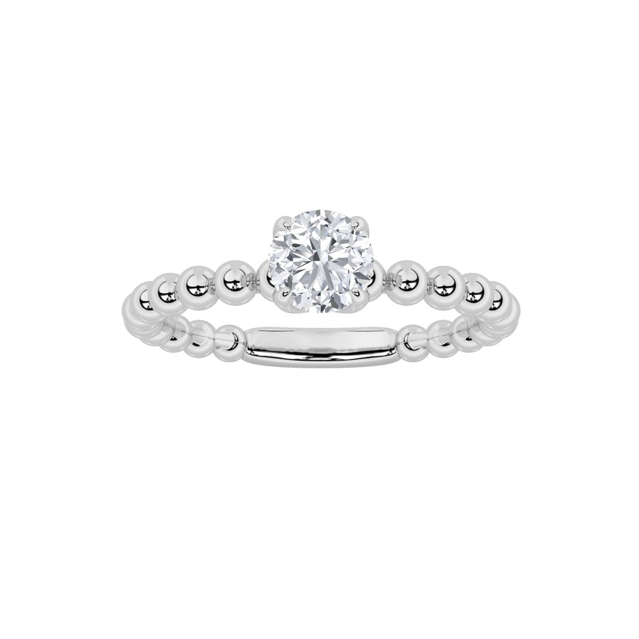 0.5CTW Round Shaped Lab Grown Diamond (F/VS) Petite Solitaire Engagement Ring in 14K Gold