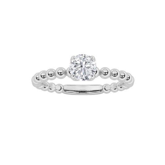 0.5CTW Round Shaped Lab Grown Diamond (F/VS) Petite Solitaire Engagement Ring in 14K Gold