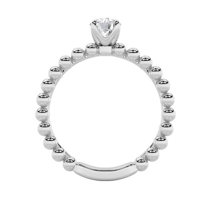 0.5CTW Round Shaped Lab Grown Diamond (F/VS) Petite Solitaire Engagement Ring in 14K Gold