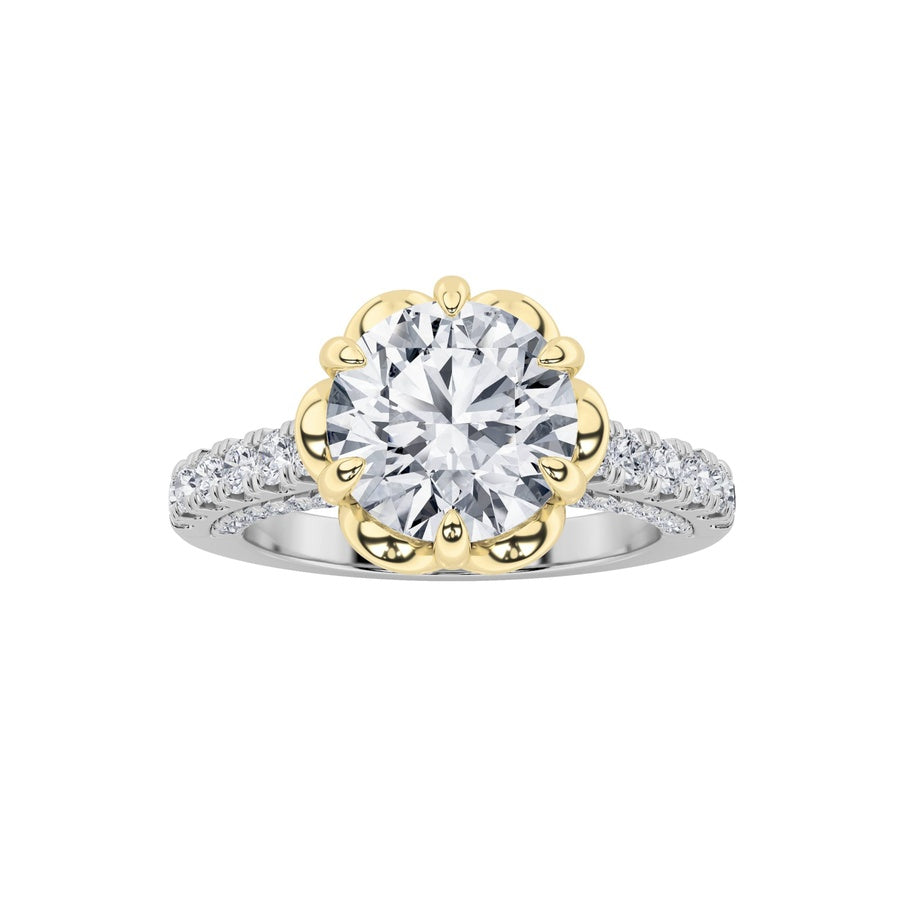 2.5CTW Round Shaped Lab Grown Diamond (F/VS) Two Tone Solitaire Engagement Ring in 14K Gold
