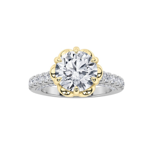 2.5CTW Round Shaped Lab Grown Diamond (F/VS) Two Tone Solitaire Engagement Ring in 14K Gold