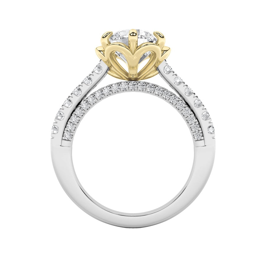 2.5CTW Round Shaped Lab Grown Diamond (F/VS) Two Tone Solitaire Engagement Ring in 14K Gold