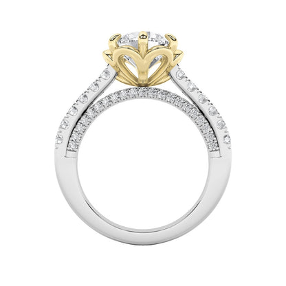 2.5CTW Round Shaped Lab Grown Diamond (F/VS) Two Tone Solitaire Engagement Ring in 14K Gold