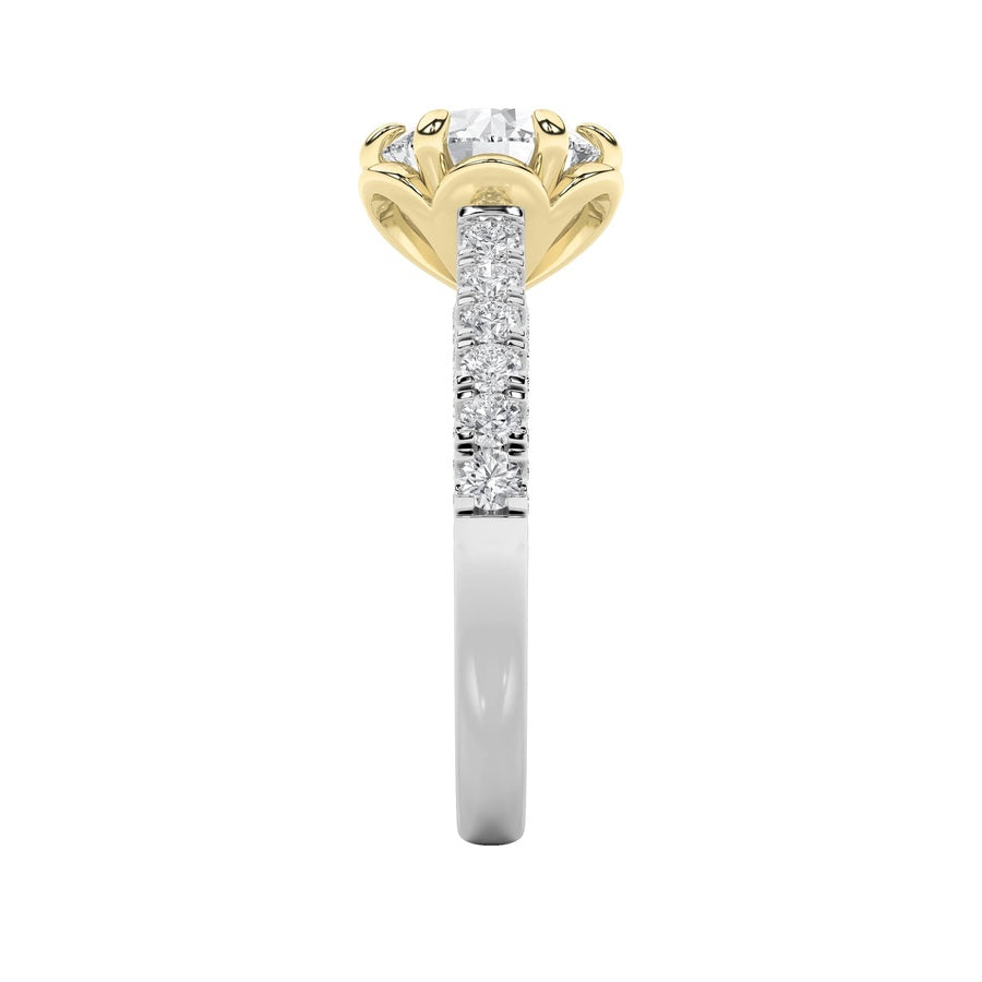 2.5CTW Round Shaped Lab Grown Diamond (F/VS) Two Tone Solitaire Engagement Ring in 14K Gold