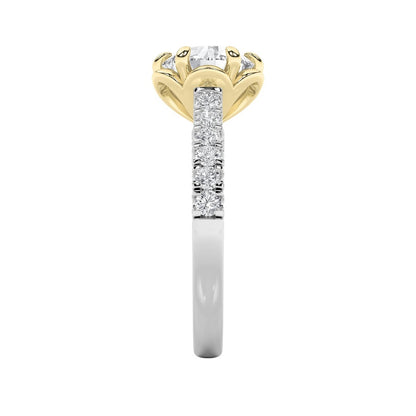 2.5CTW Round Shaped Lab Grown Diamond (F/VS) Two Tone Solitaire Engagement Ring in 14K Gold