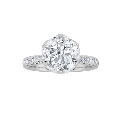 2CTW Round Shaped Lab Grown Diamond (F/VS) Solitaire Engagement Ring in 14K Gold