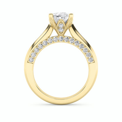 3CTW Oval Shaped Lab Grown Diamond (G/VS) Accented Solitaire Engagement Ring in 14K Gold