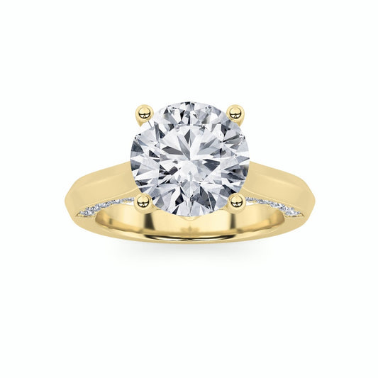3CTW Round Shaped Lab Grown Diamond (G/VS) Accented Solitaire Engagement Ring in 14K Gold