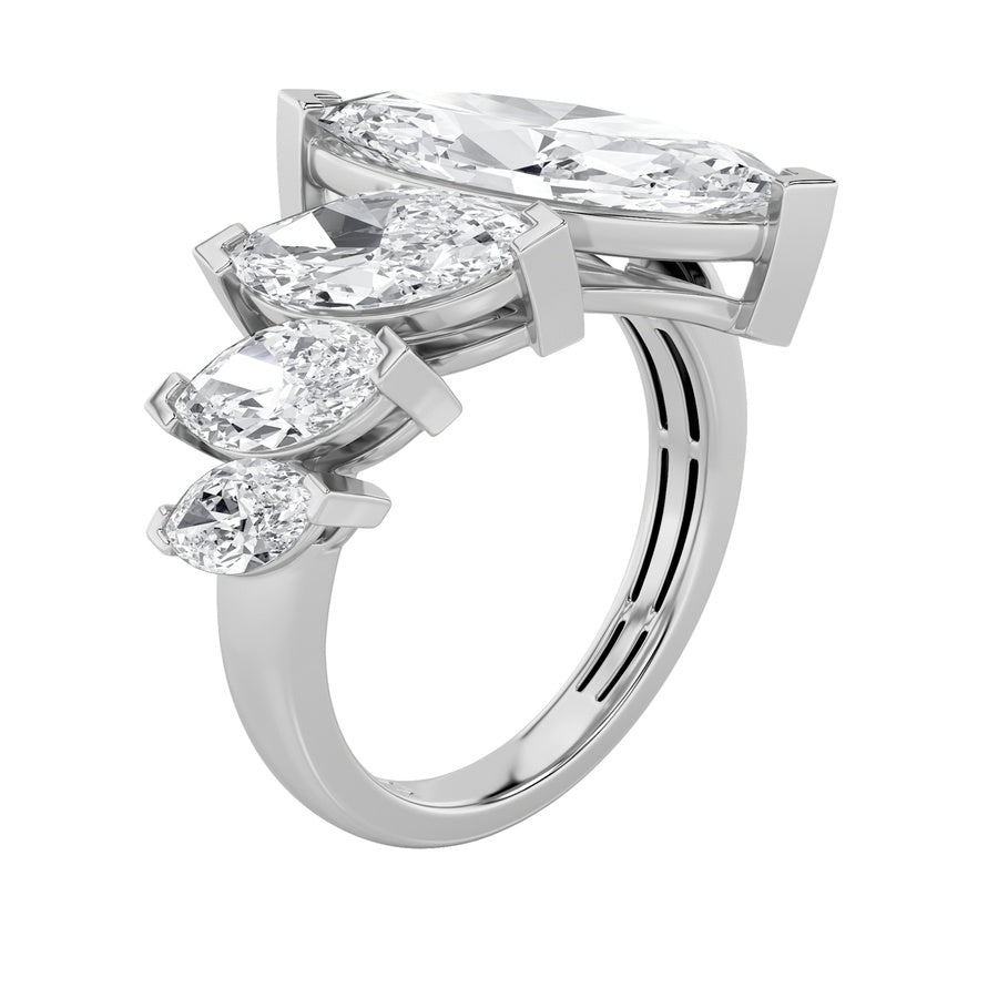 2.5CTW Marquise Shaped Lab Grown Diamond (G/VS) Four Stone Fashion Ring in 14K Gold