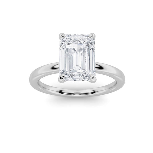 3CTW Emerald Shaped Lab Grown Diamond Classic Solitaire Ring in 14K Gold (F/VS)