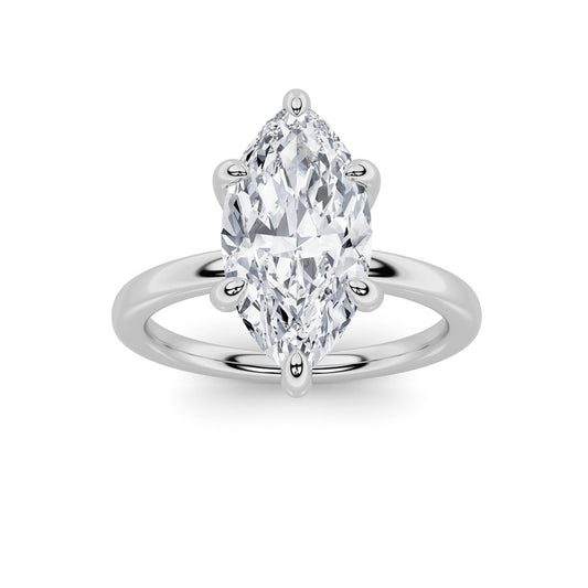 2CTW Marquise Shaped Lab Grown Diamond Classic Solitaire Ring in 14K Gold (F/VS)