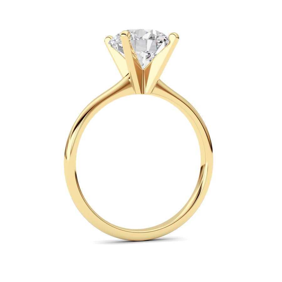 2CTW Round Shaped Lab Grown Diamond Classic Solitaire Ring in 14K Gold (F/VS)